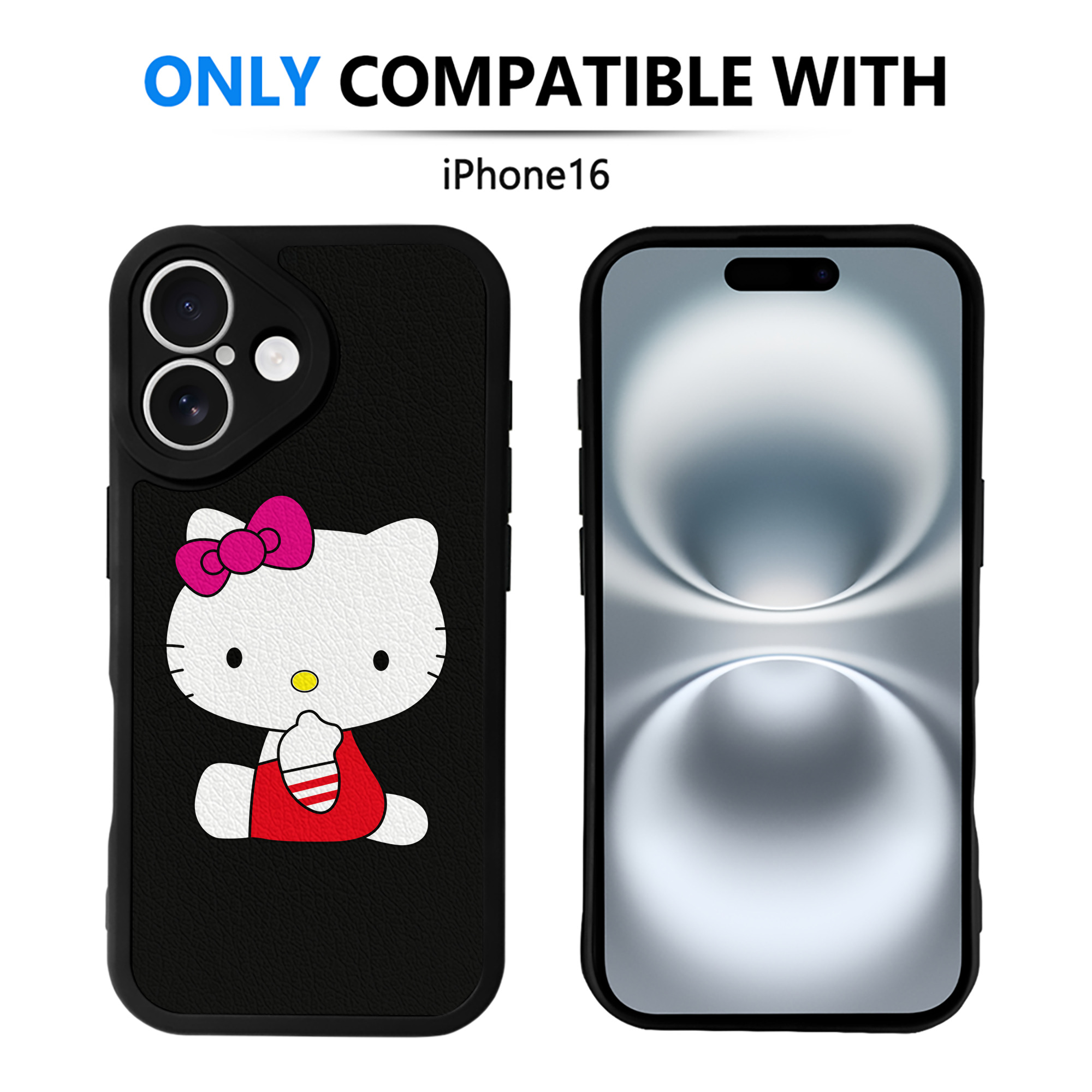 （画像用） Hello Kitty ハローキティ 【iPhone 16シリーズ対応】シリコンスマホケース（レザー調） 材質：シリコン